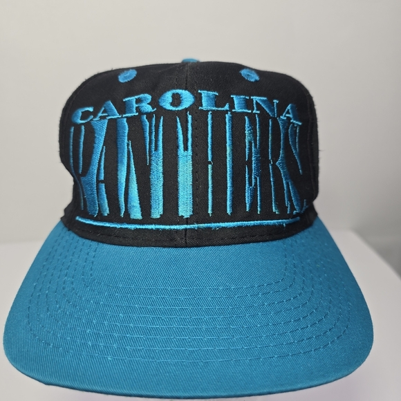 CAROLINA PANTHERS LOGO 7 Vintage 90’s SnapBack NFL Hat -Black/Teal - Picture 1 of 10